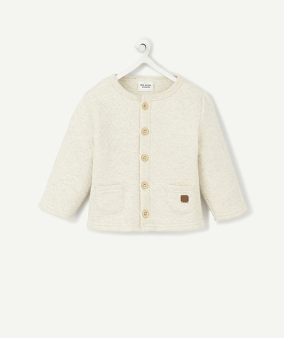 Sales radius - BEIGE QUILTED JACKET IN ORGANIC COTTON WITH BUTTONS