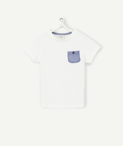 T-shirt Rayon - LE T-SHIRT BLANC ET POCHE BLEUE EN COTON BIOLOGIQUE