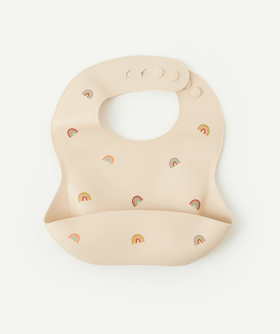 Meals Tao Categories - BEIGE AND RAINBOW SILICONE BABY BIB