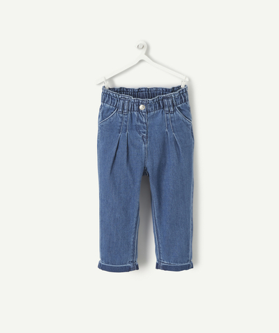 trouser Tao Categories - BABY GIRLS' MOM JEANS IN LESS WATER DENIM