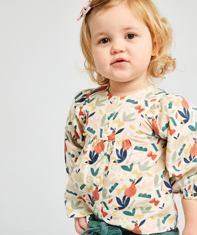 Shirt - Blouse radius - BABY GIRLS' COTTON SHIRT WITH RUFFLES AND COLOURFUL PATTERNS