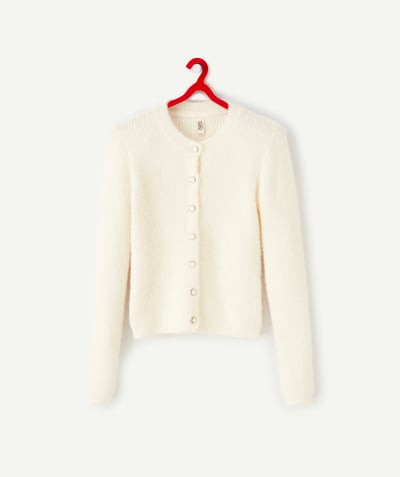 Outlet radius - GIRLS' VERY SOFT CREAM JACKET IN RECYCLED FIBRES