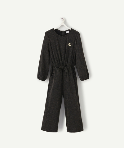 Jumpsuits - Dungarees radius - GIRLS' BLACK JUMPSUIT WITH GOLD COLOR STITCHING