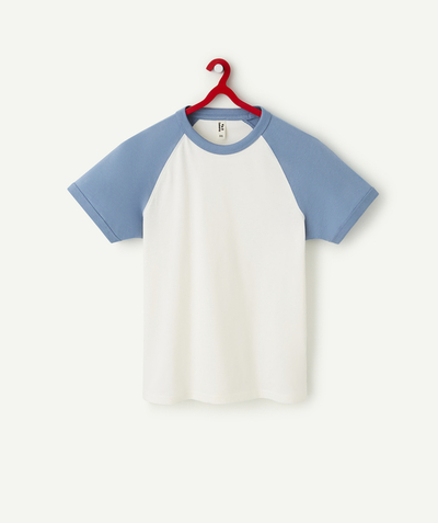 ECODESIGN radius - BOYS' T-SHIRT IN CREAM AND BLUE RECYCLED COTTON