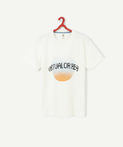 New collection Sub radius in - BOYS' ORGANIC COTTON T-SHIRT WITH A PLANET AND ARCADE MESSAGE