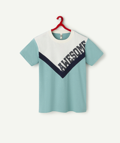 T-shirt Sous Rayon - T-SHIRT GARÇON EN COTON RECYCLÉ AUX EMPIÈCEMENTS COLORÉS