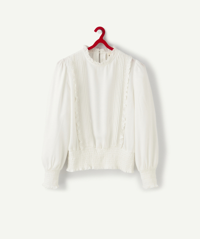 New collection Sub radius in - GIRLS' WHITE BLOUSE IN ECO-FRIENDLY VISCOSE WITH RUFFLES