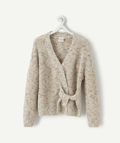 Swetry - Swetry rozpinane Rayon - SWETER Z KOPERTOWYM ZAPIĘCIEM Z KOLOROWEJ DZIANINY DLA DZIEWCZYNKI