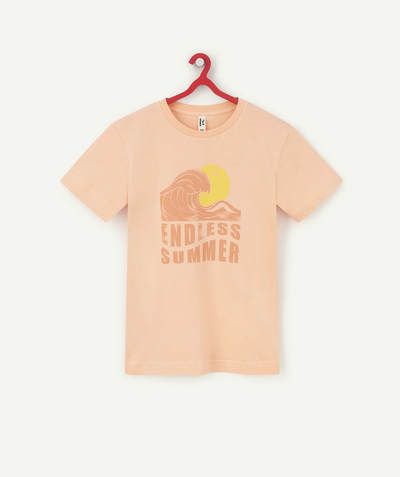 Beach collection Sub radius in - BOYS' ORANGE RECYCLED FIBERS T-SHIRT WITH A SURF THEME
