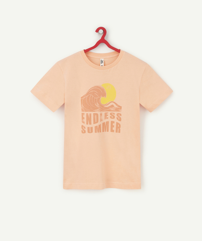 ECODESIGN Sub radius in - BOYS' ORANGE RECYCLED COTTON T-SHIRT WITH A SURF THEME