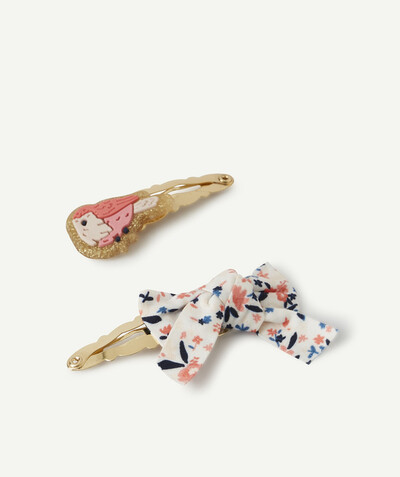 Baby-girl radius - SET OF TWO HAIR SLIDES IN SHADES OF PINK WITH BIRD DESIGNS