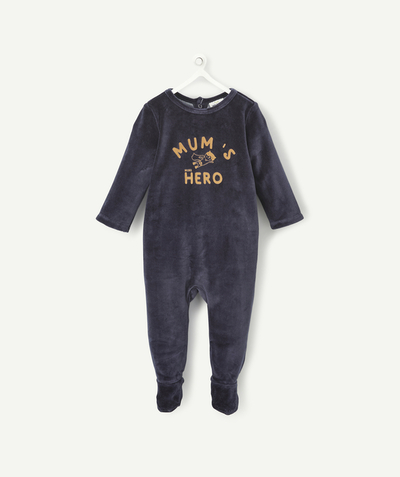 Baby-boy radius - NAVY BLUE ORGANIC COTTON HERO DESIGN SLEEP SUIT