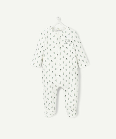 ECODESIGN radius - CREAM SLEEP SUIT IN RECYCLED FIBRES WITH A PEAR AND ANIMAL PRINT
