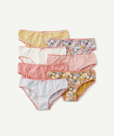 UNDERWEAR  Tao Categories - PACK OF SEVEN PAIRS OF PRINTED STRIPED KNICKERS IN ORGANIC COTTON