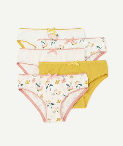 Girl radius - PACK OF FIVE PAIRS OF ORGANIC COTTON KNICKERS WITH PEACH DESIGNS