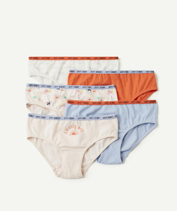 Girl radius - PACK OF FIVE PINK AND BLUE KNICKERS IN ORGANIC COTTON