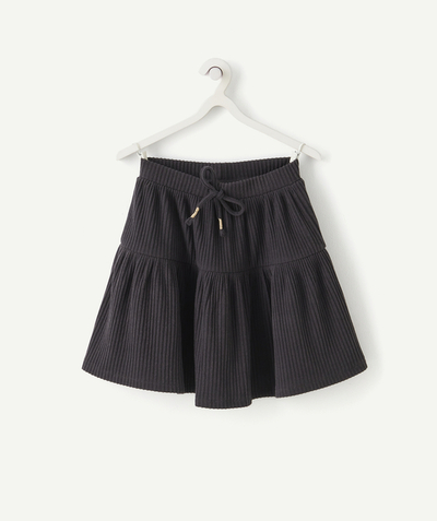 Private sales radius - GIRLS' SHORT GREY RIBBED SKIRT IN RECYCLED FIBRES