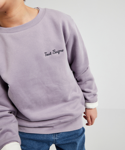 Comfy outfits radius - BOYS' PURPLE SWEATSHIRT WITH EMBROIDERED MESSAGE