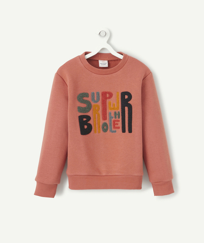 Comfy outfits radius - BOYS' RUST-COLOURED RECYCLED FIBERS SWEATSHIRT WITH A MESSAGE