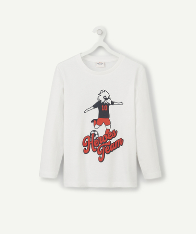 T-shirt  Rayon - T-SHIRT GARÇON EN COTON BIO BLANC AVEC MOTIF AIGLE