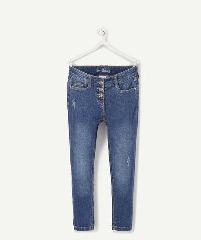 Trousers size + radius - LOUISE SIZE+ SKINNY BLUE JEANS WITH BUTTONS AND HEART-SHAPED RIVETS