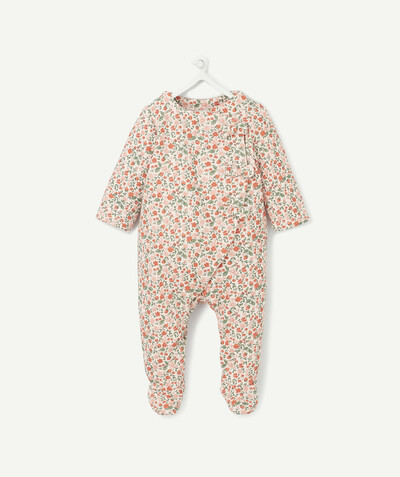 Sleepsuit - Pyjamas radius - FLOWER-PATTERNED SLEEP SUIT IN RECYCLED FIBRES WITH BOWS