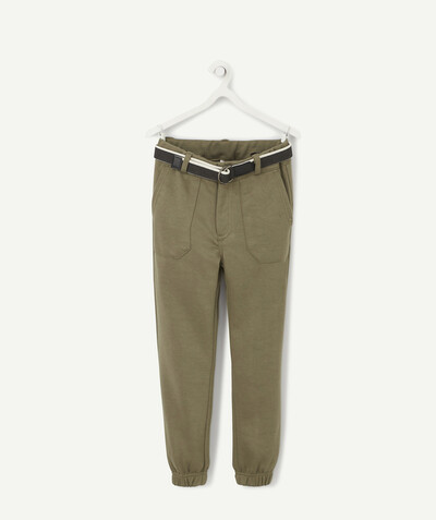 Trousers - Jogging pants radius - SLIM KHAKI TRACKSUIT STYLE TROUSERS WITH A BELT