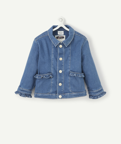 Jacket radius - BLUE JACKET IN LESS WATER DENIM WITH FRILLY POCKETS