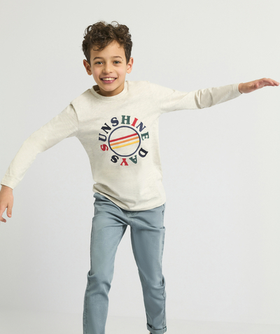 Boy radius - BOYS' T-SHIRT IN GREY ORGANIC COTTON WITH A COLOURED MESSAGE