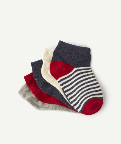 Socks Tao Categories - PACK OF FIVE PAIRS OF BABY BOYS' COLOURED AND STRIPED SOCKS