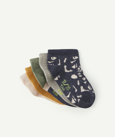 Baby-boy radius - PACK OF FIVE PAIRS OF BABY BOYS' SOCKS PRINTED OR WITH MESSAGES