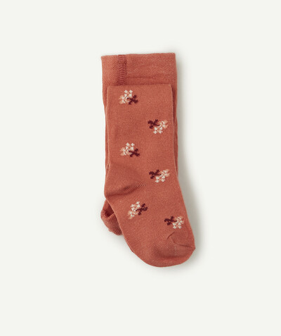 Baby-girl radius - APRICOT FLORAL PRINT KNITTED TIGHTS