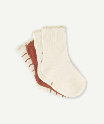 Socks - Tights radius - PACK OF FOUR PAIRS OF CREAM AND TERRACOTTA SEQUINNED SOCKS