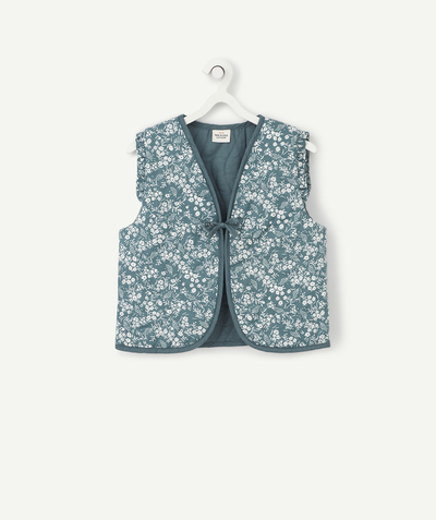 Coat - Padded jacket - Jacket radius - GREEN FLOWER-PATTERNED QUILTED JACKET IN RECYCLED PADDING