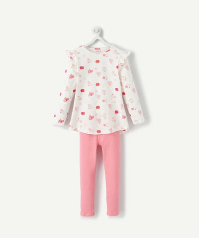 Pyjama Rayon - LE PYJAMA ROSE ET BLANC ANIMATIONS COEURS EN COTON RECYCLÉ