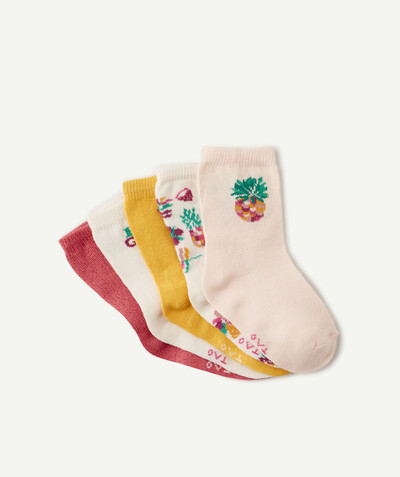 Accessories radius - PACK OF FIVE PAIRS OF LONG PINK AND YELLOW SOCKS