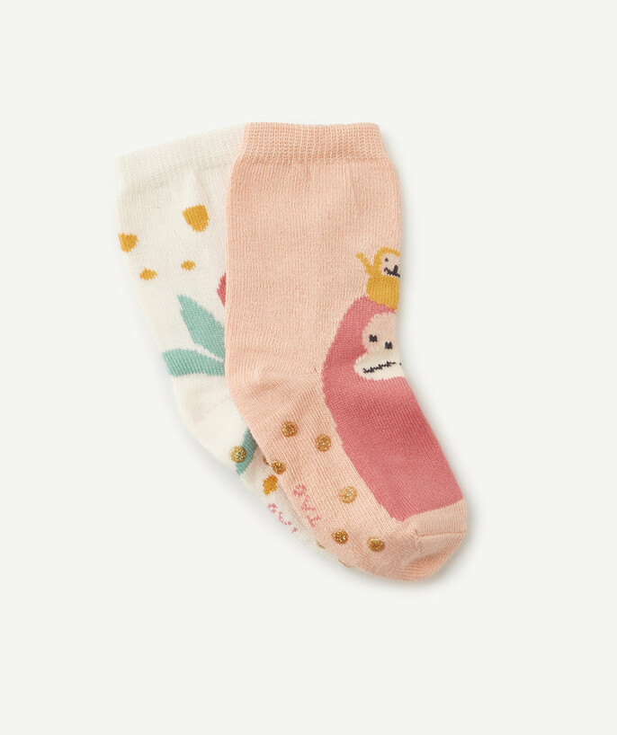 Baby-girl radius - PACK OF TWO PAIRS OF SOCKS WITH SKID RESISTANT PATCHES