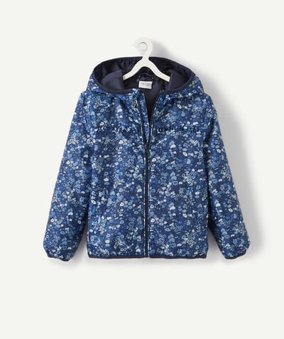 Coat - Padded jacket - Jacket radius - BLUE FLORAL HOODED WINDCHEATER