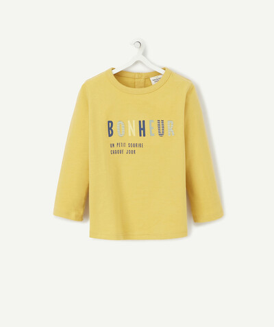 Basics radius - VERY SOFT YELLOW T-SHIRT IN ORGANIC COTTON WITH A MESSAGE