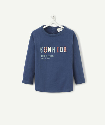 T-shirt Rayon - LE T-SHIRT BLEU TOUT DOUX AVEC MESSAGE EN COTON BIOLOGIQUE