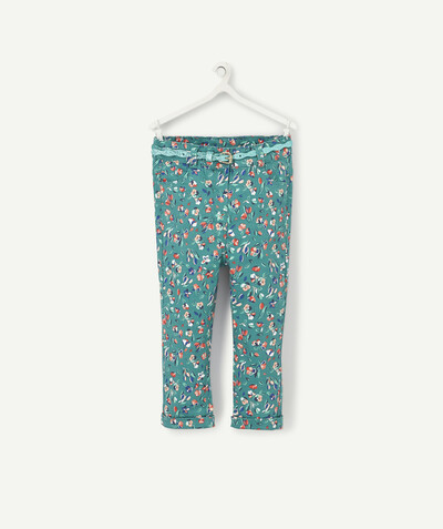 Private sales radius - SLIM GREEN FLOWER-PATTERNED TROUSERS