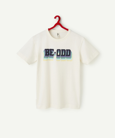 All collection Sub radius in - BOYS' T-SHIRT IN CREAM RECYCLED COTTON WITH AN EMBOSSED MESSAGE