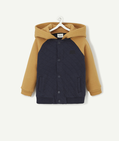 Baby-boy radius - MUSTARD AND BLUE COATED PADDED JACKET WITH A REMOVABLE HOOD