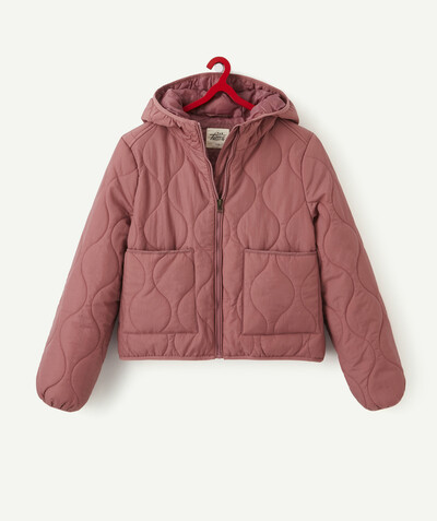 Nice and warm Tao Categories - OLD ROSE QUILTED HOODED PADDED JACKET