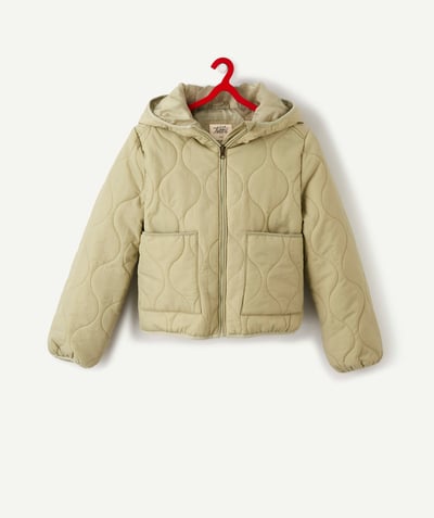 Girl radius - QUILTED OLIVE GREEN PADDED JACKET IN RECYCLED FIBRES