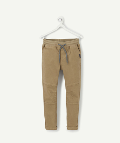 BOTTOMS radius - SLIM CAMEL TROUSERS WITH A BELT