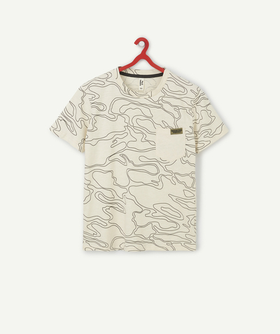 All collection Sub radius in - BOYS' CREAM T-SHIRT IN RECYCLED FIBRES WITH A GRAPHIC PRINT