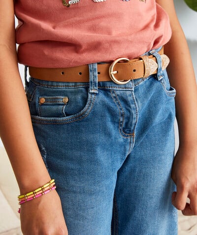 Girl radius - CAMEL BELT IN IMITATION LEATHER WITH GOLDEN DETAILS