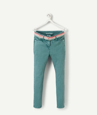 Pantalons taille + Rayon - LOUISE LE PANTALON SKINNY VERT AVEC CEINTURE TAILLE +