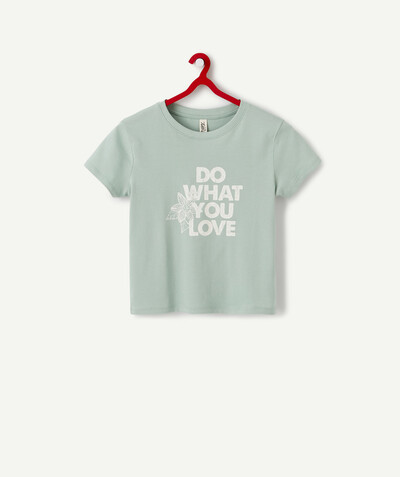 Outlet Tao Categories - GREEN ORGANIC COTTON T-SHIRT WITH MESSAGE